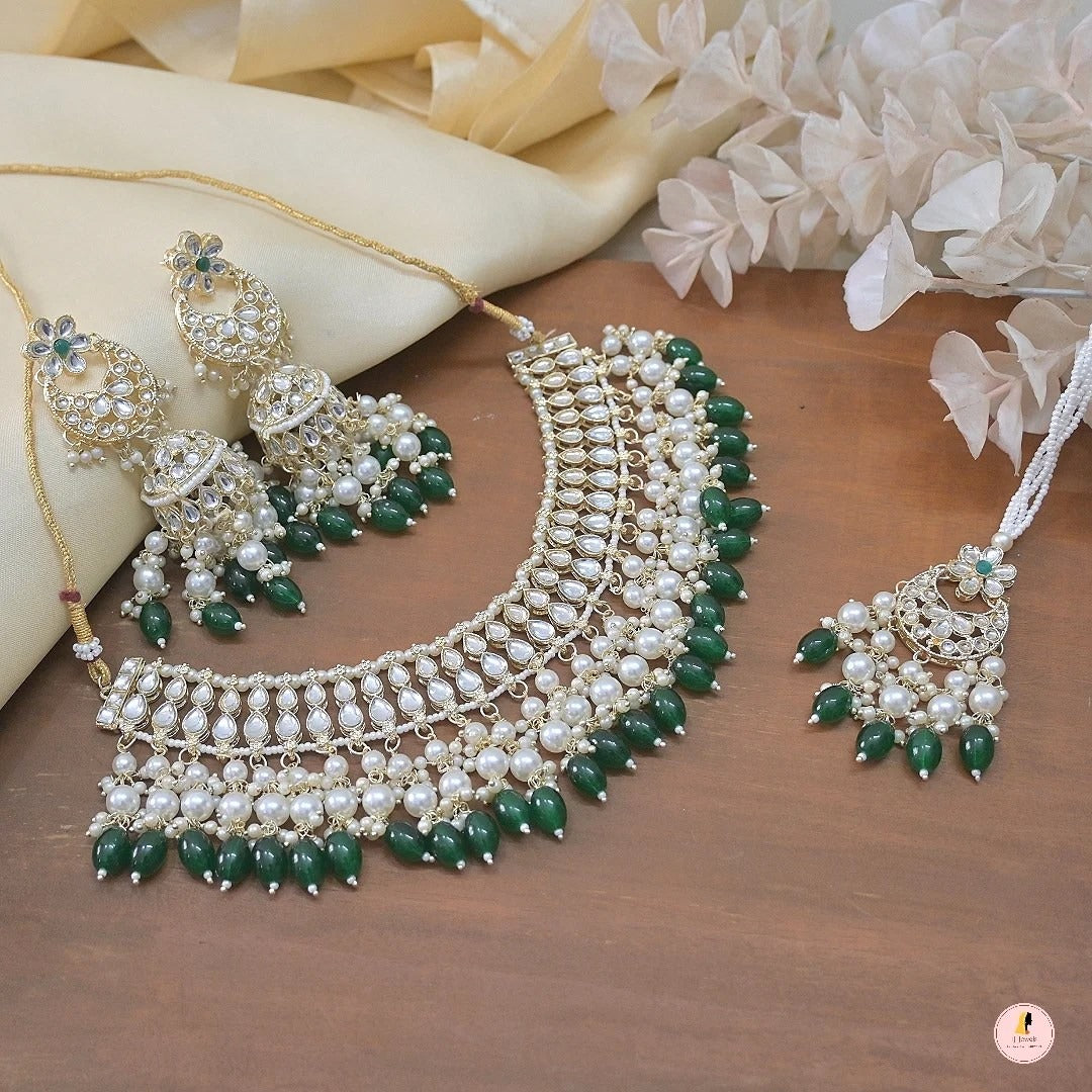 Shalini Pearl Detailed Semi Bridal Kundan Set
