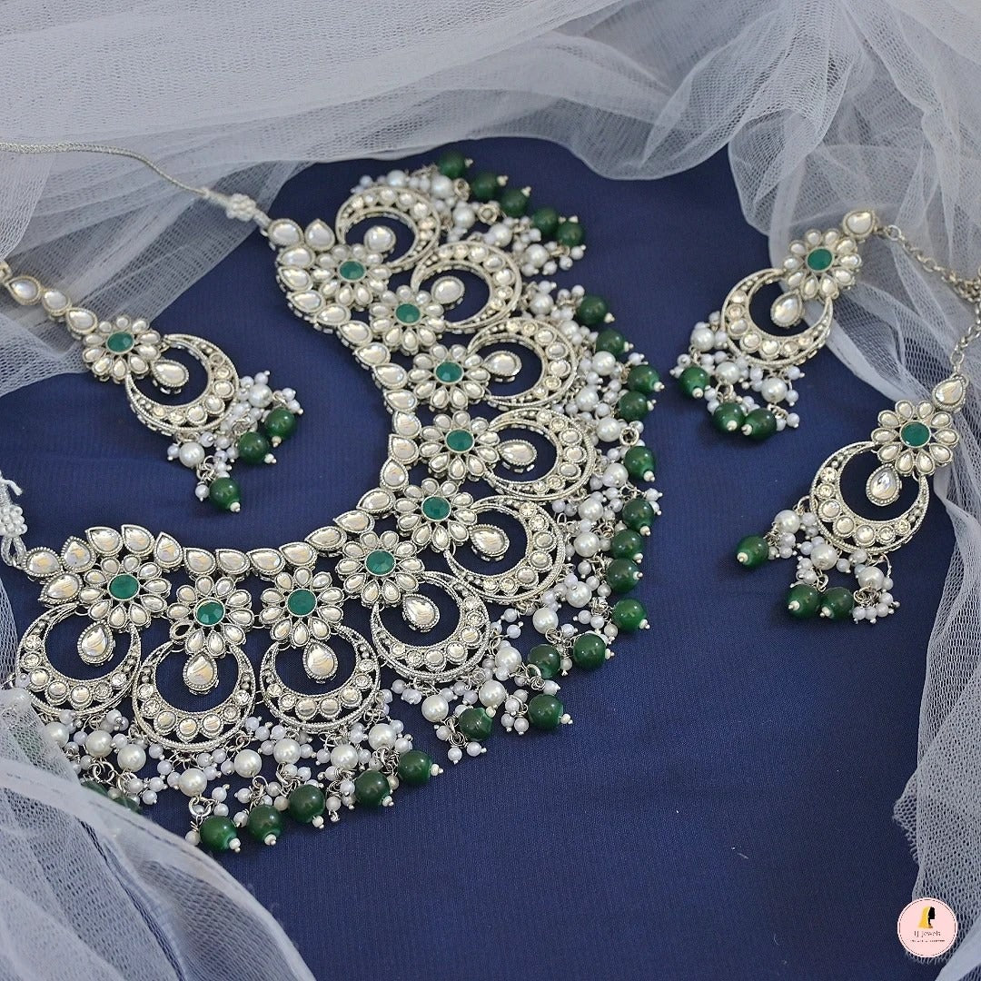 Gazal Versatile Semi Bridal Silver Neckpiece