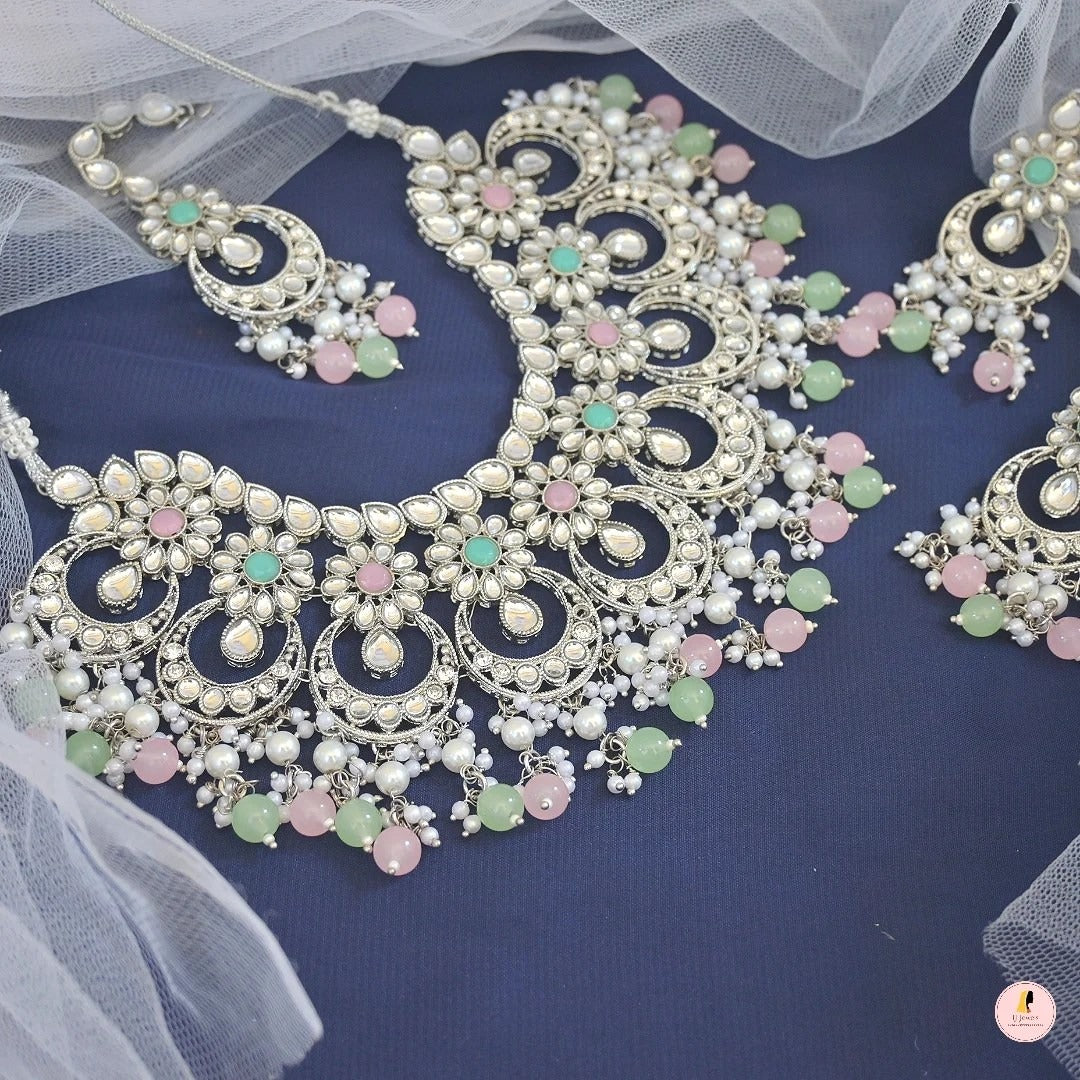 Gazal Versatile Semi Bridal Silver Neckpiece