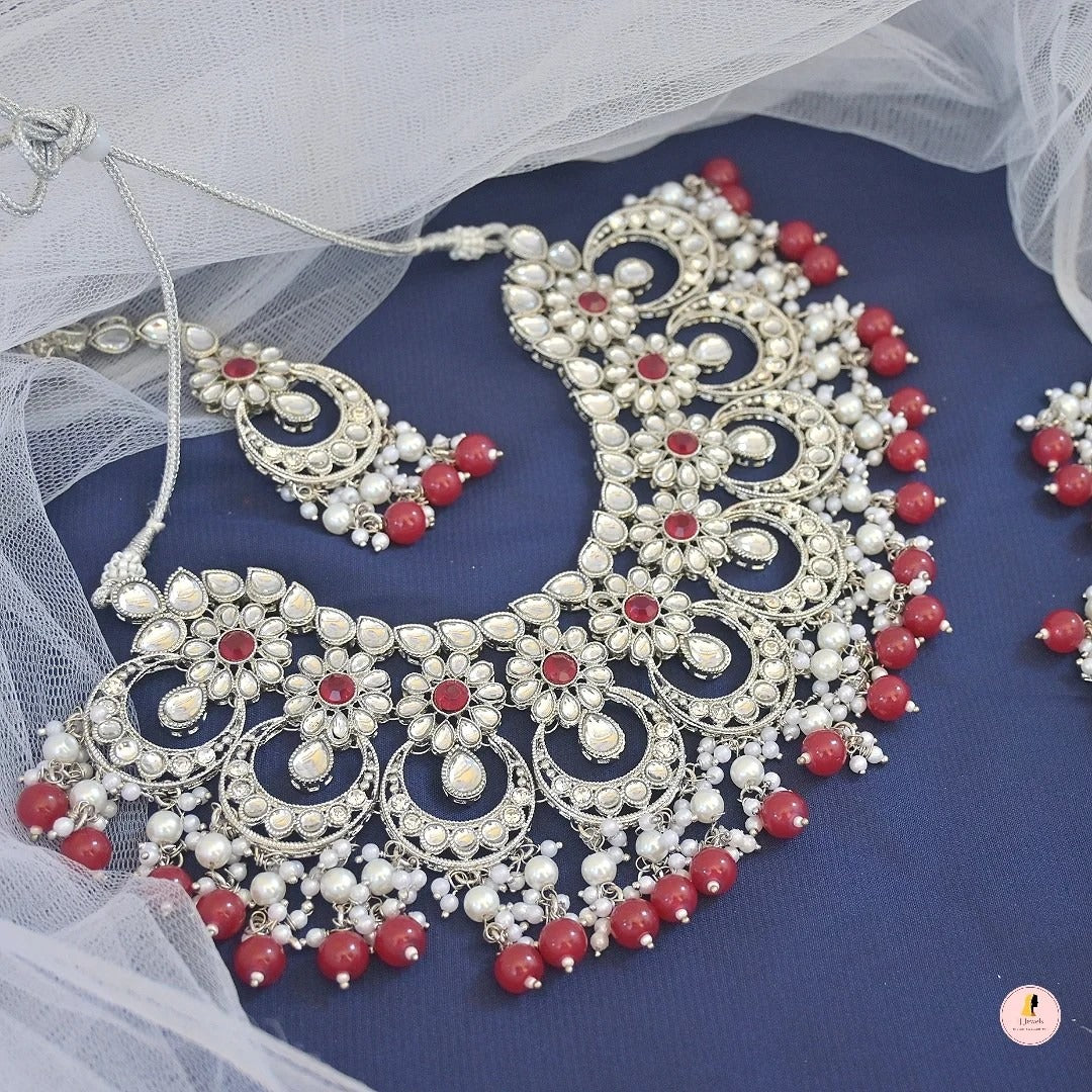 Gazal Versatile Semi Bridal Silver Neckpiece