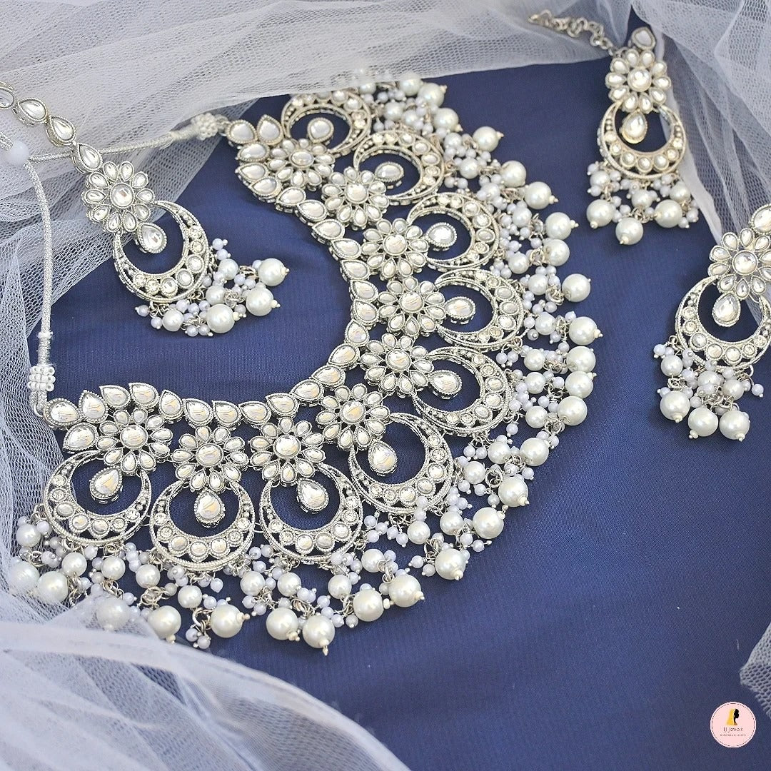 Gazal Versatile Semi Bridal Silver Neckpiece