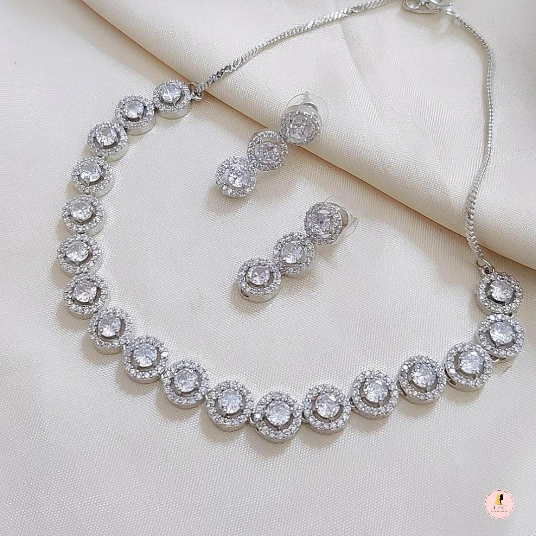Ananya Panday Inspired Silver AD Neckpiece