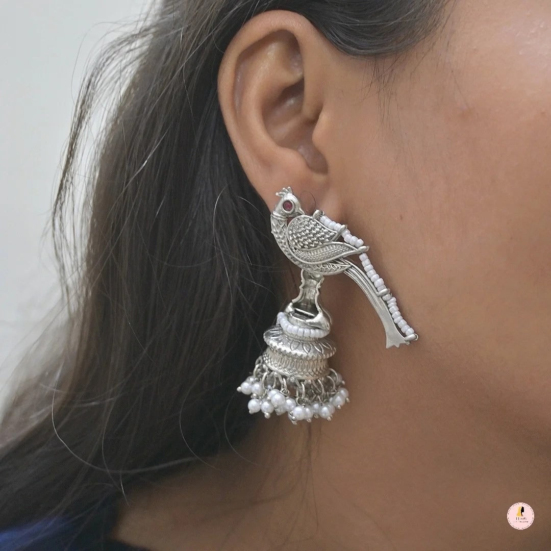 Maina Versatile Silver Matt Jhumkas