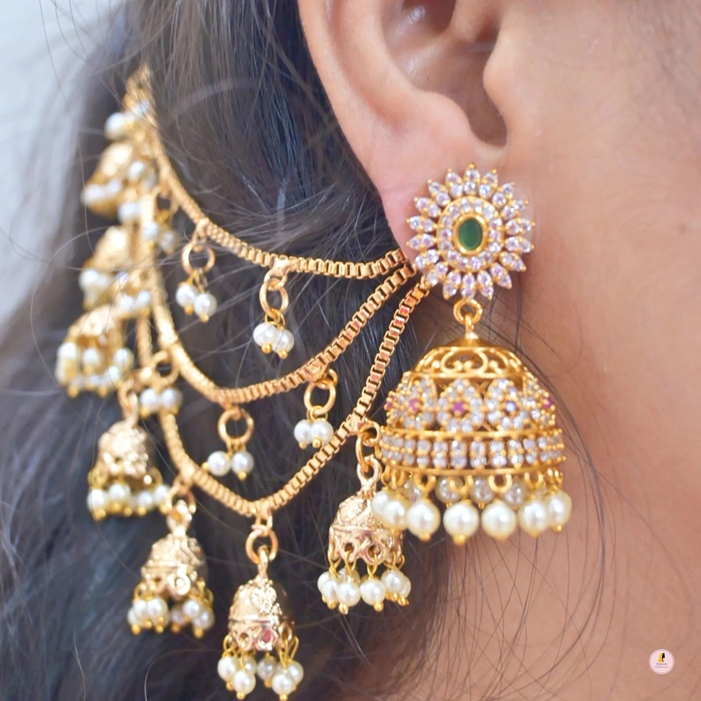 Padmini Bahubali AD Golden Jhumkas