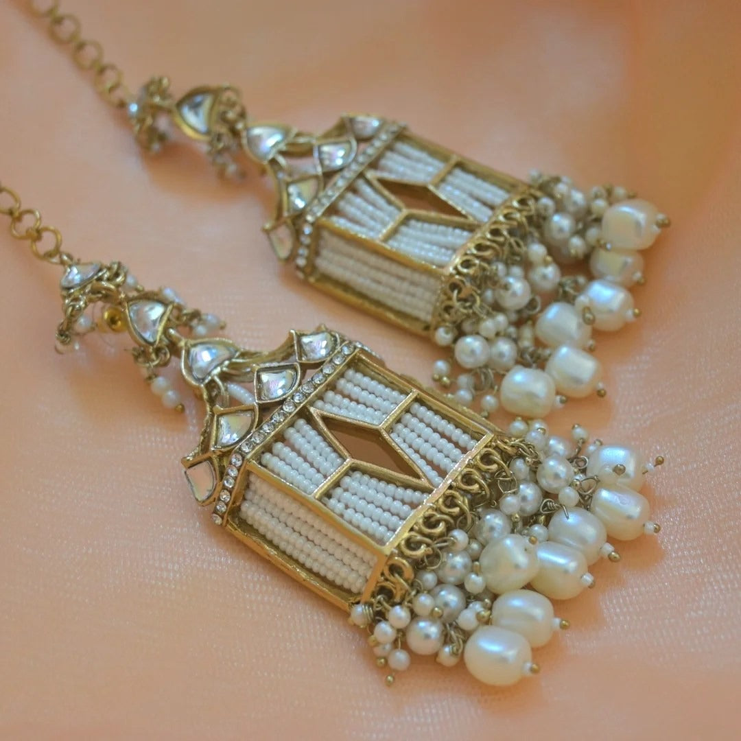Jiya Antique Tone Pearl Earrings
