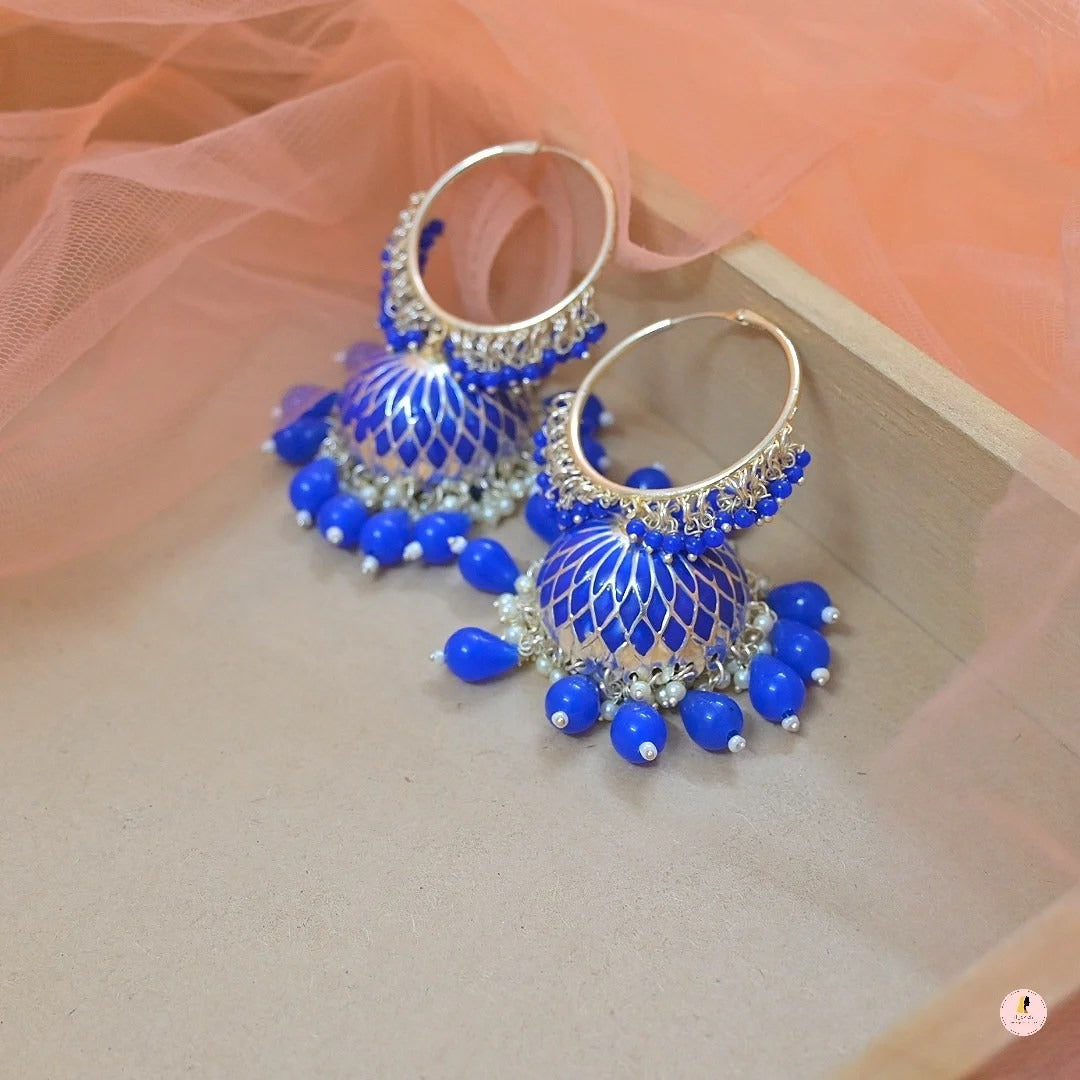 Ridhima Meenawork Lightweight Jhumkas - Royal Blue