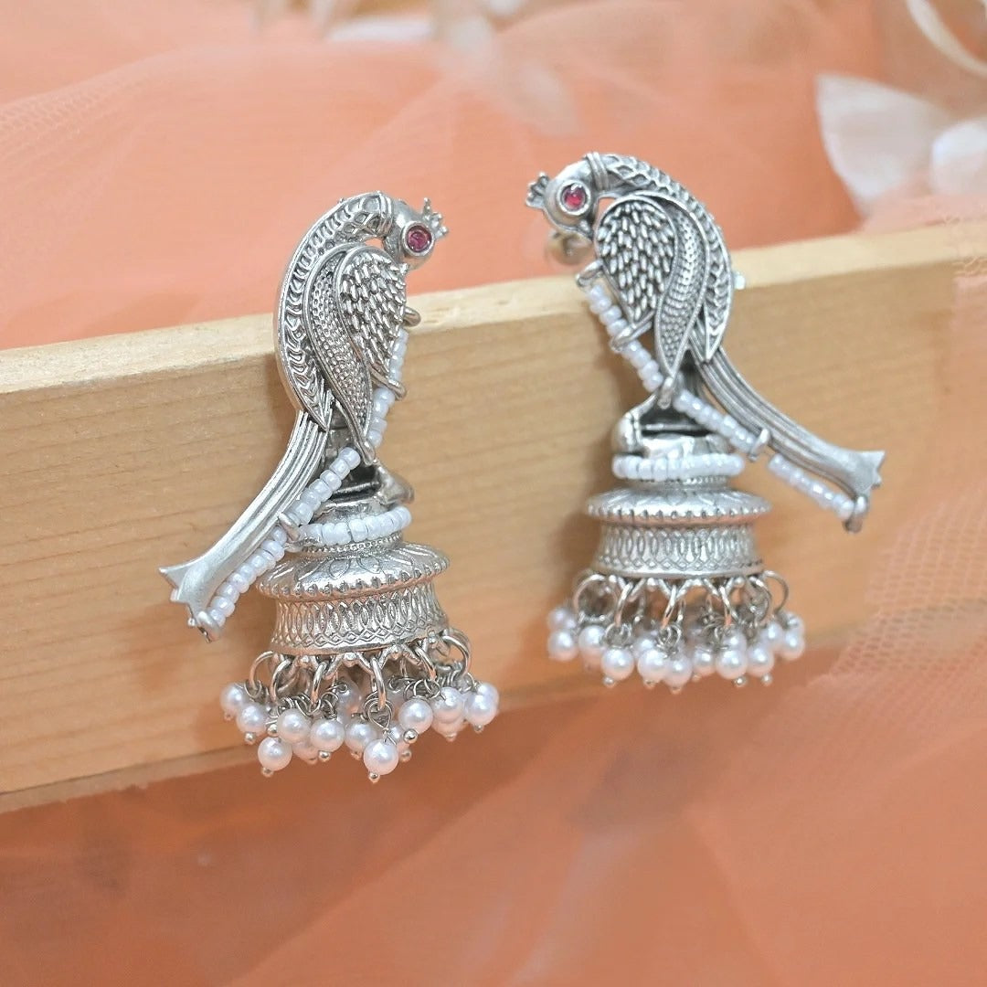 Maina Versatile Silver Matt Jhumkas