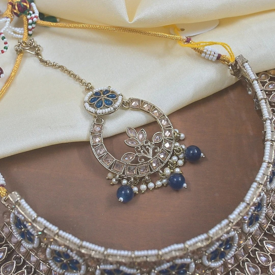 Avni Reverse AD Semi Bridal Set - Navy Blue