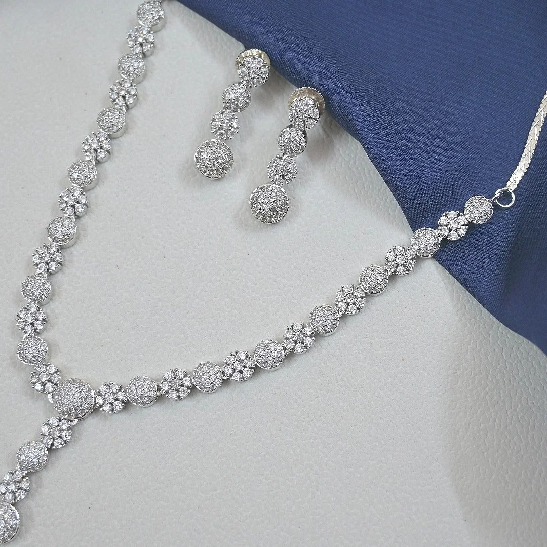 Saloni Pearl Drop AD Silver Jewellery Set