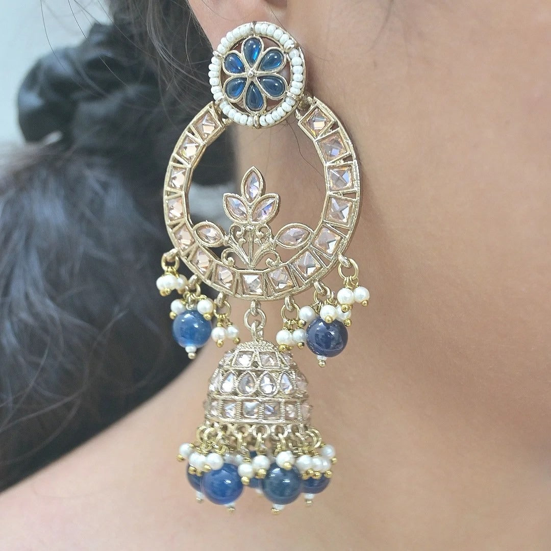 Avni Reverse AD Semi Bridal Set - Navy Blue