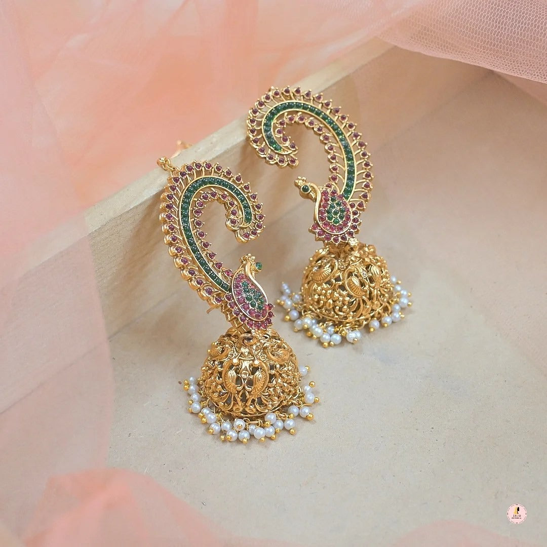 Kempu Copper Earcuffs with Chain