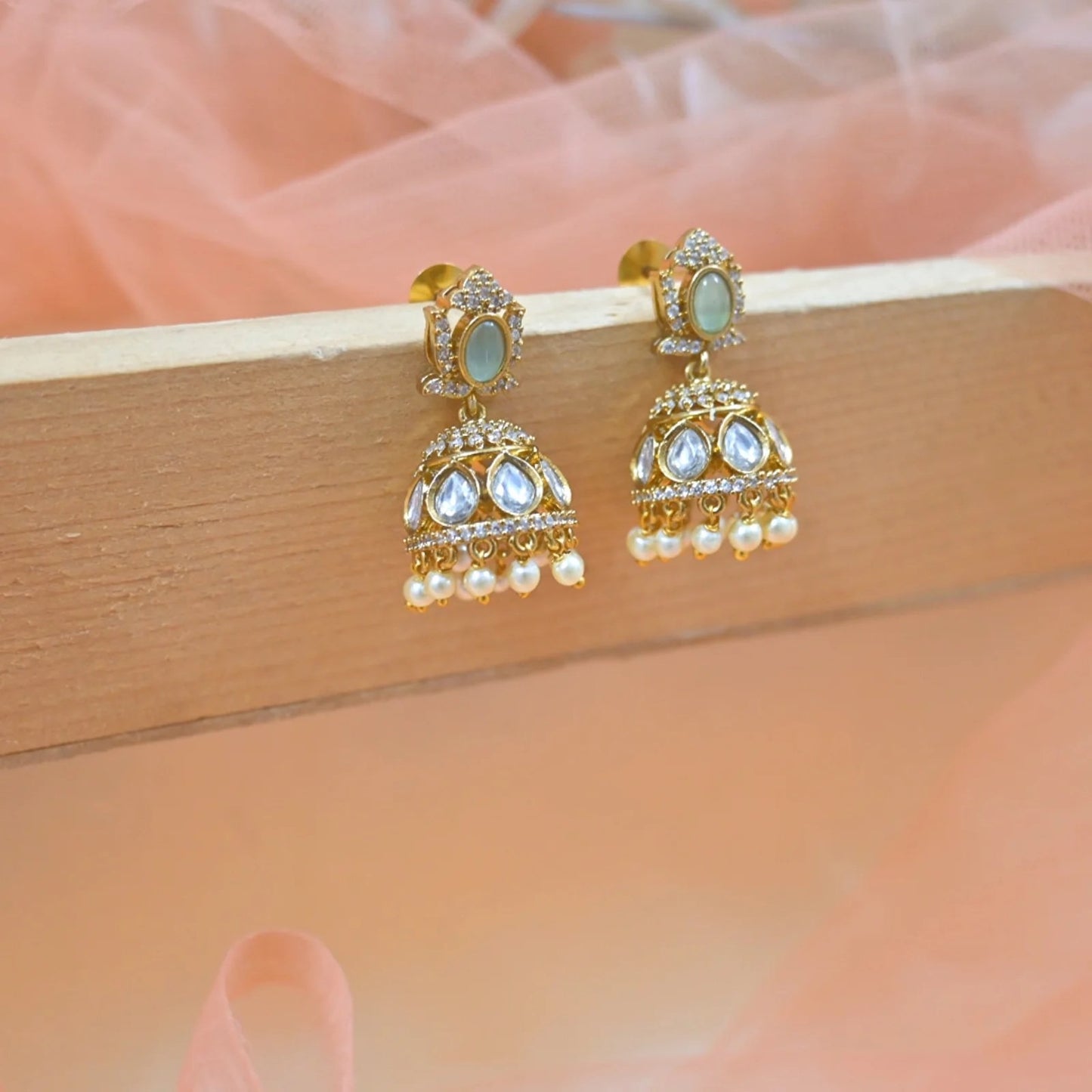 Juhi Dainty Polki Jhumkas for Her