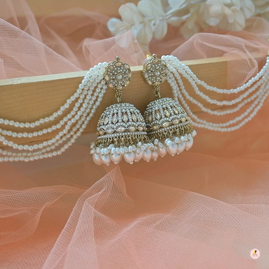 Amara Sahara Pearl Jhumkas
