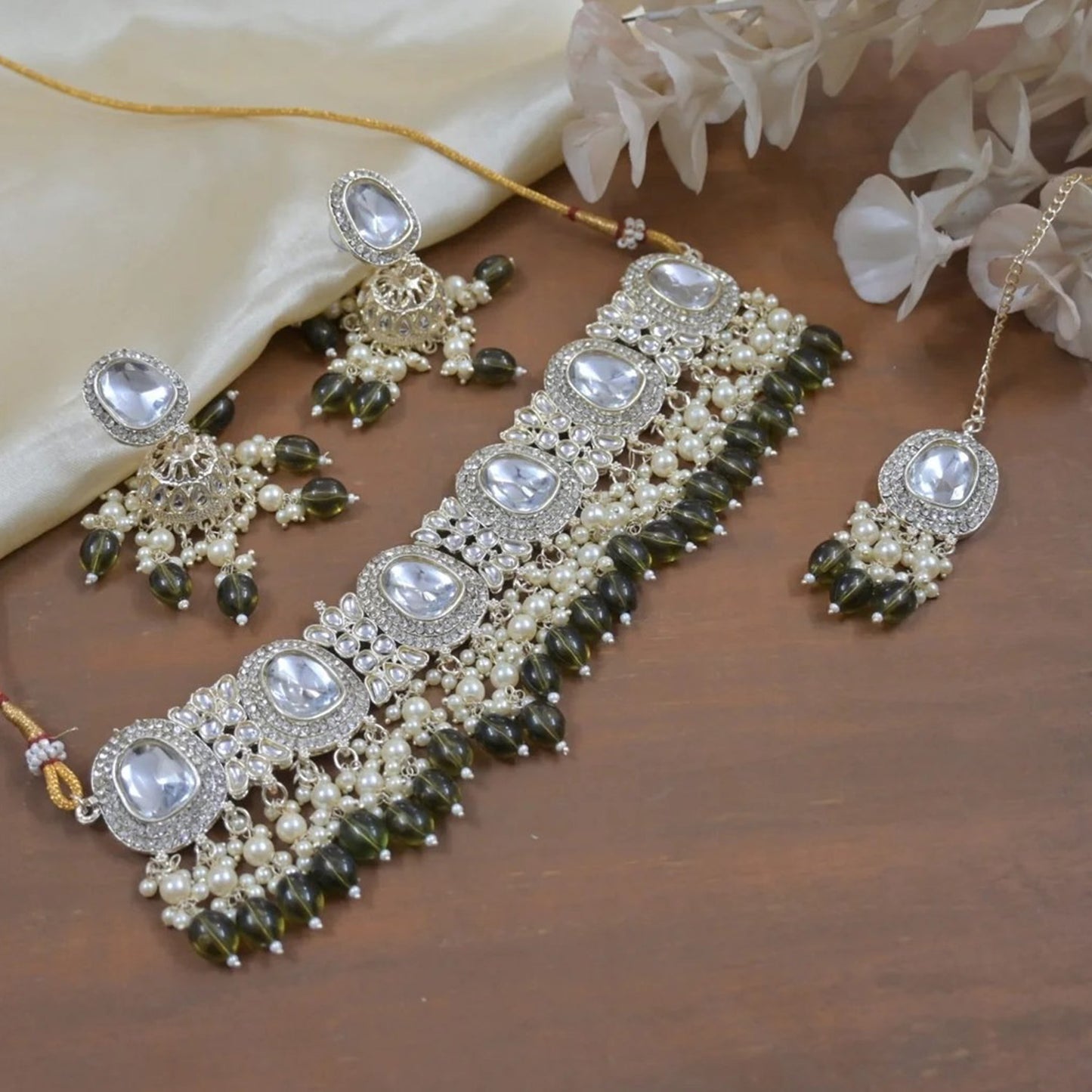Kianna Pearl Layered Polki Kundan Choker Set