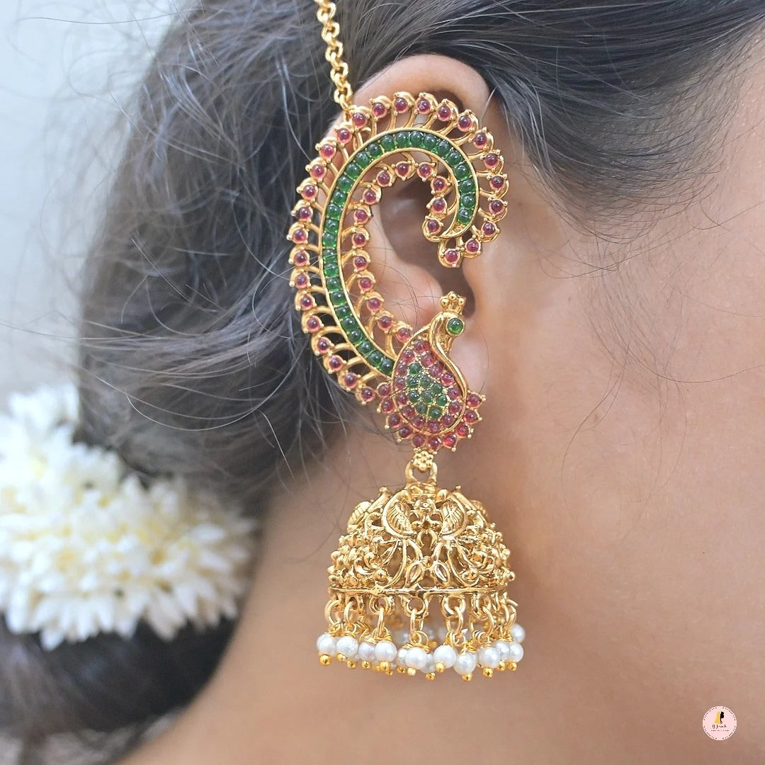 Kempu Copper Earcuffs with Chain