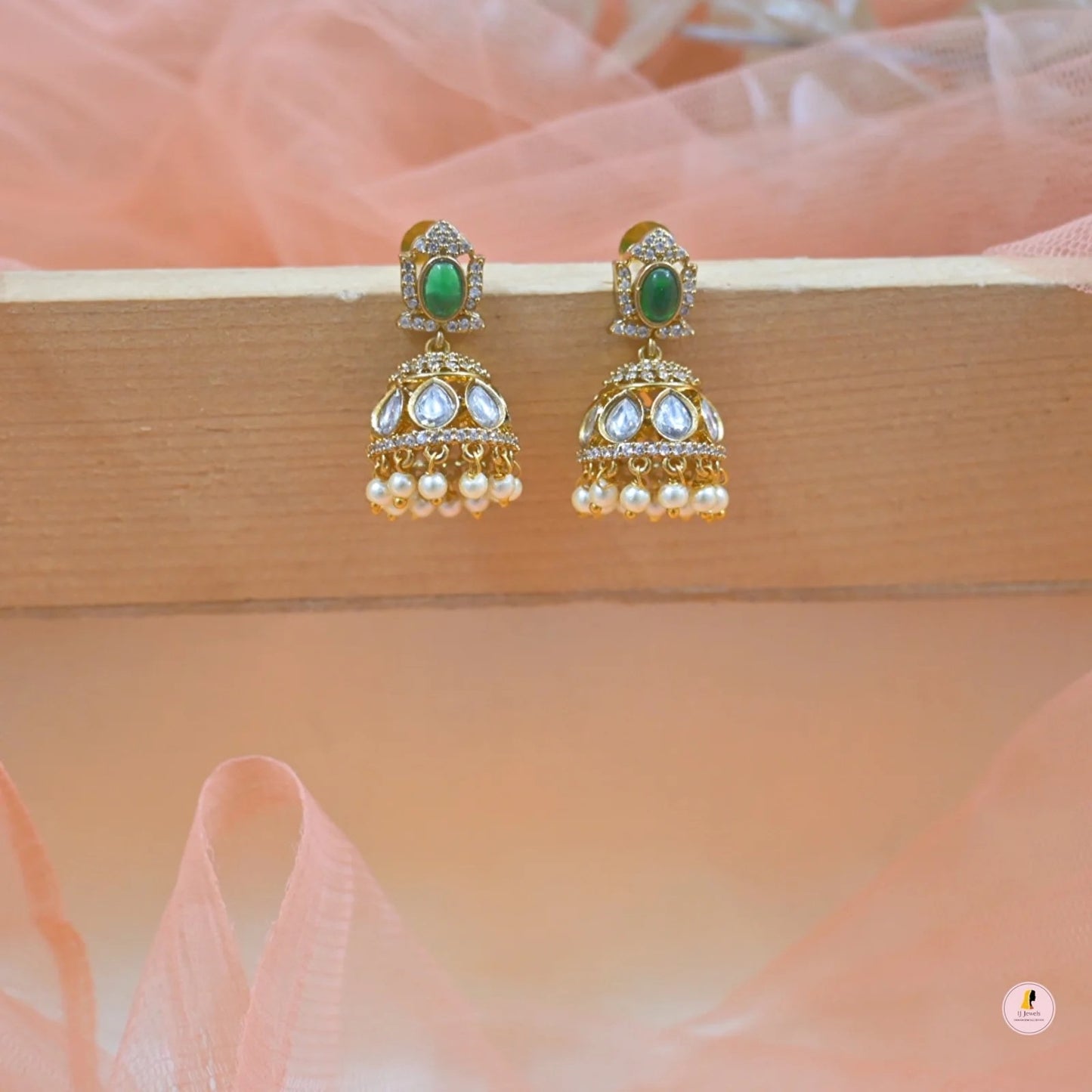Juhi Dainty Polki Jhumkas for Her