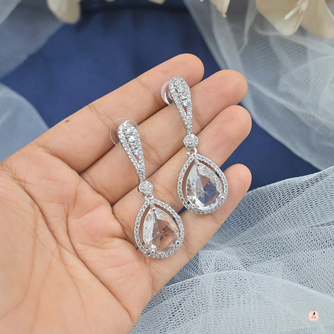 Amelia Dangling AD Silver Earrings