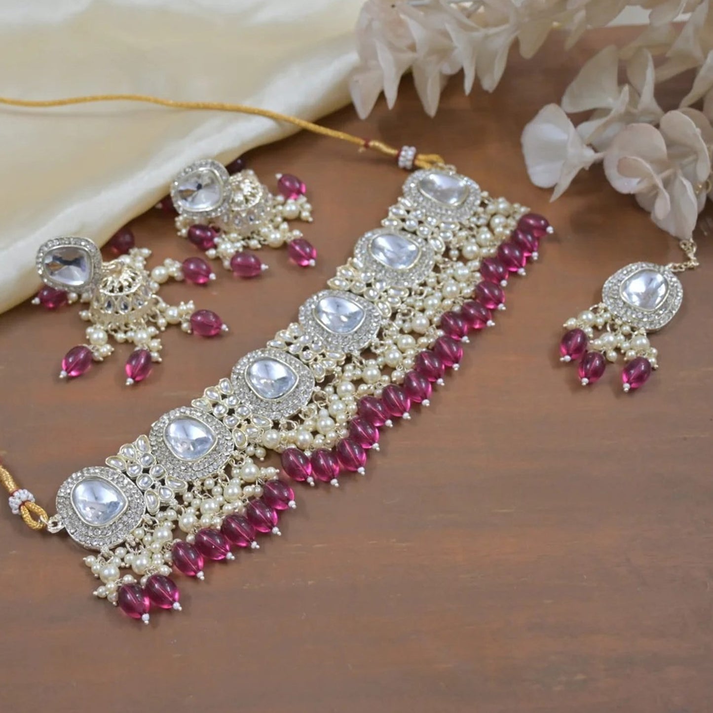 Kianna Pearl Layered Polki Kundan Choker Set