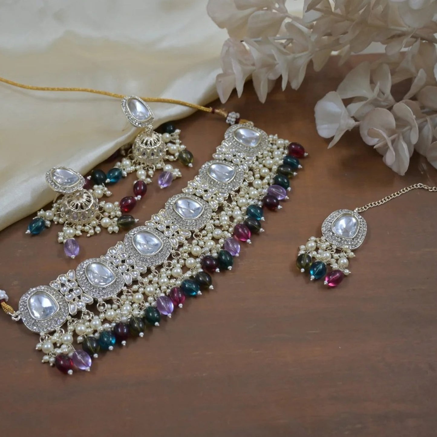 Kianna Pearl Layered Polki Kundan Choker Set