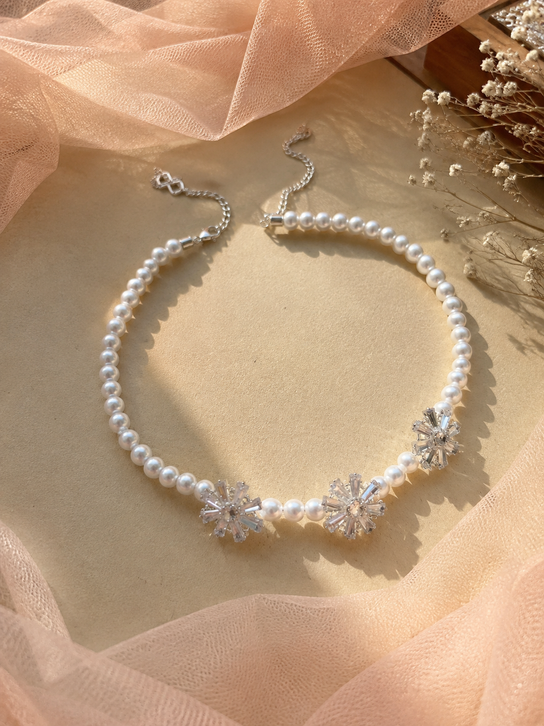 Pearl Silver Zircon Choker