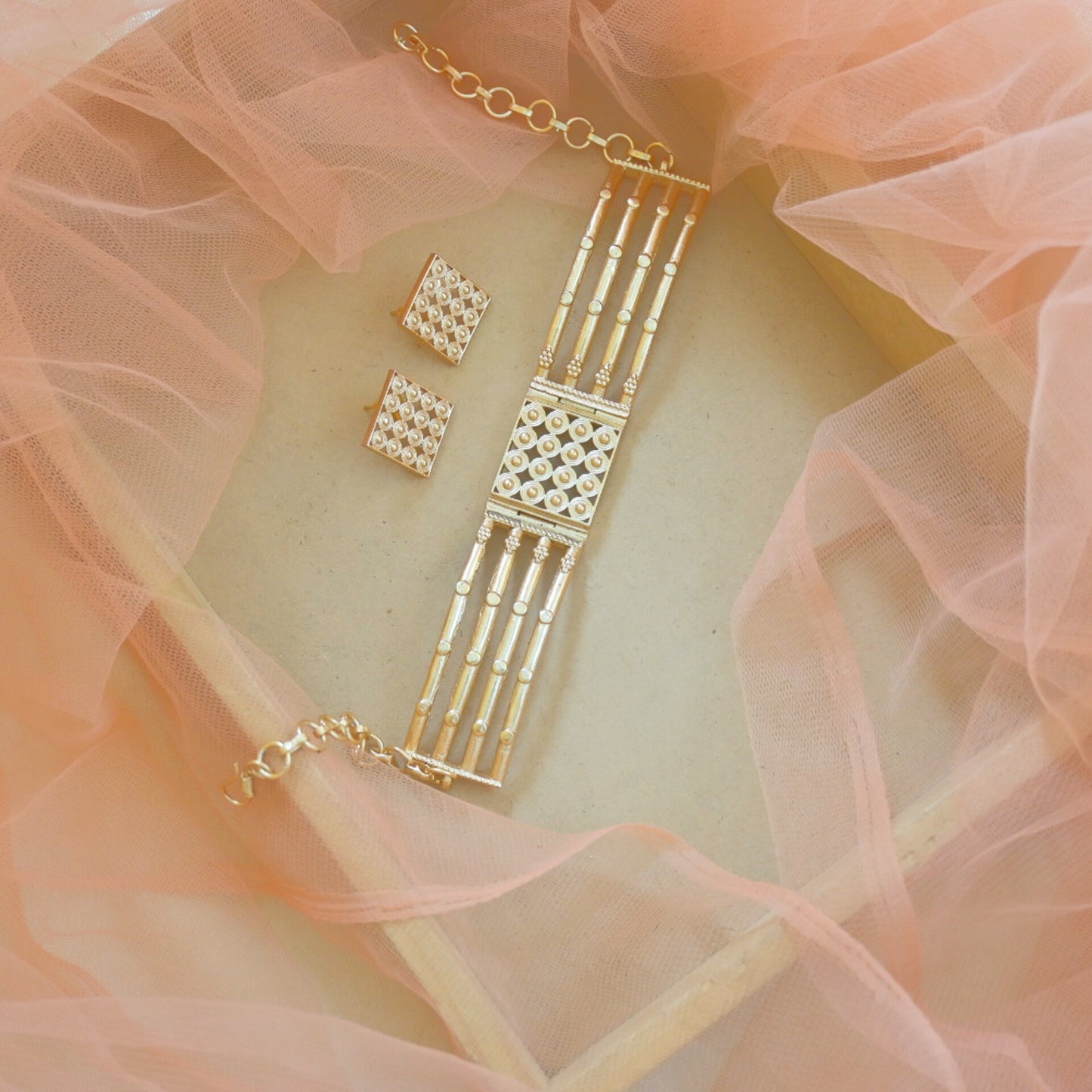 Avika Brass Golden Choker