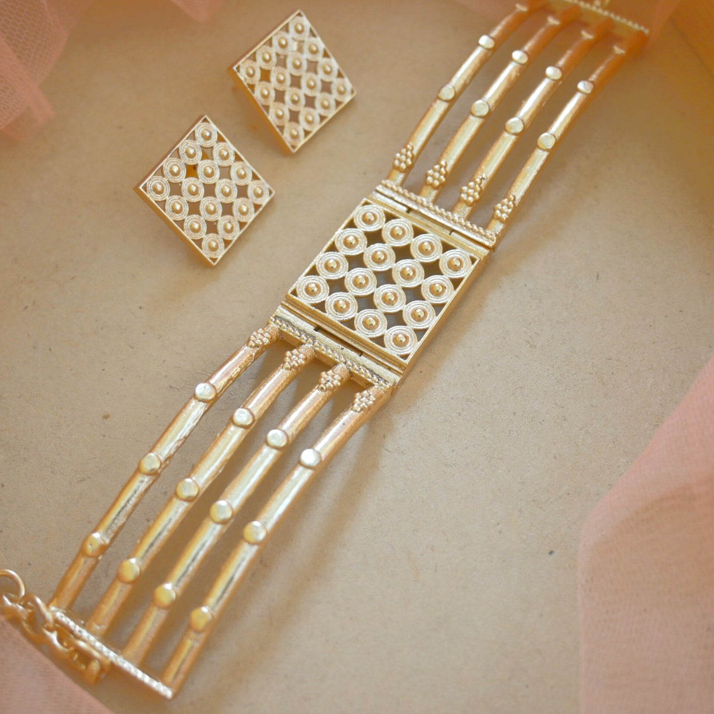 Avika Brass Golden Choker