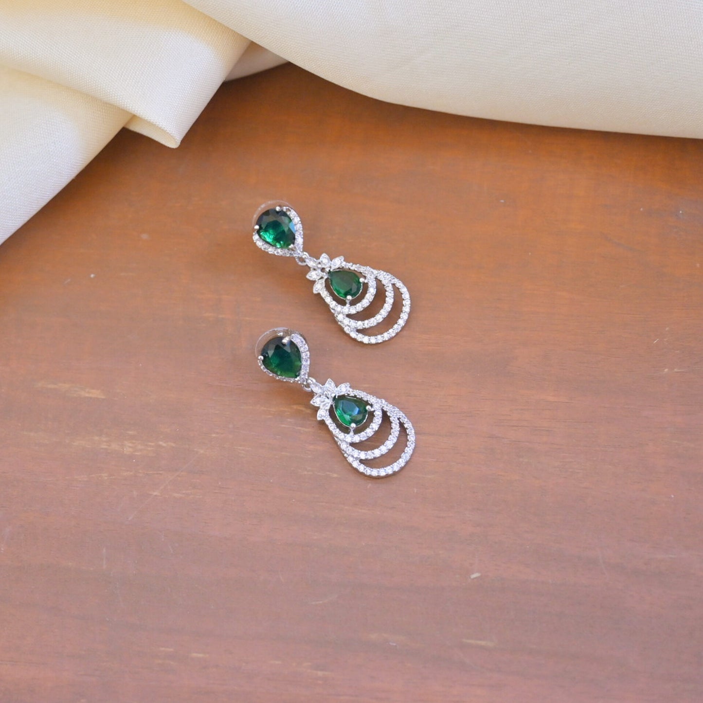 Dainty Pearl Drop Silver AD Earrings