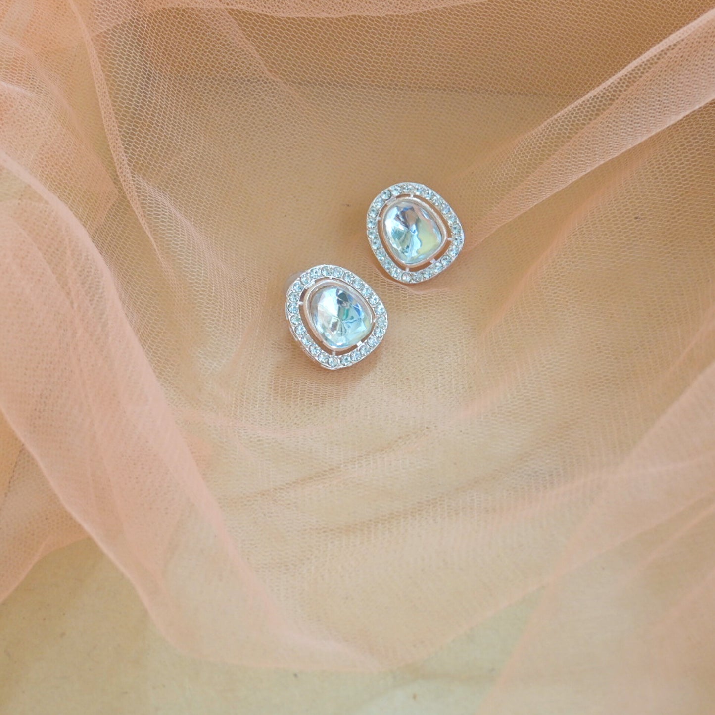 Rose Gold Polki Style Studs