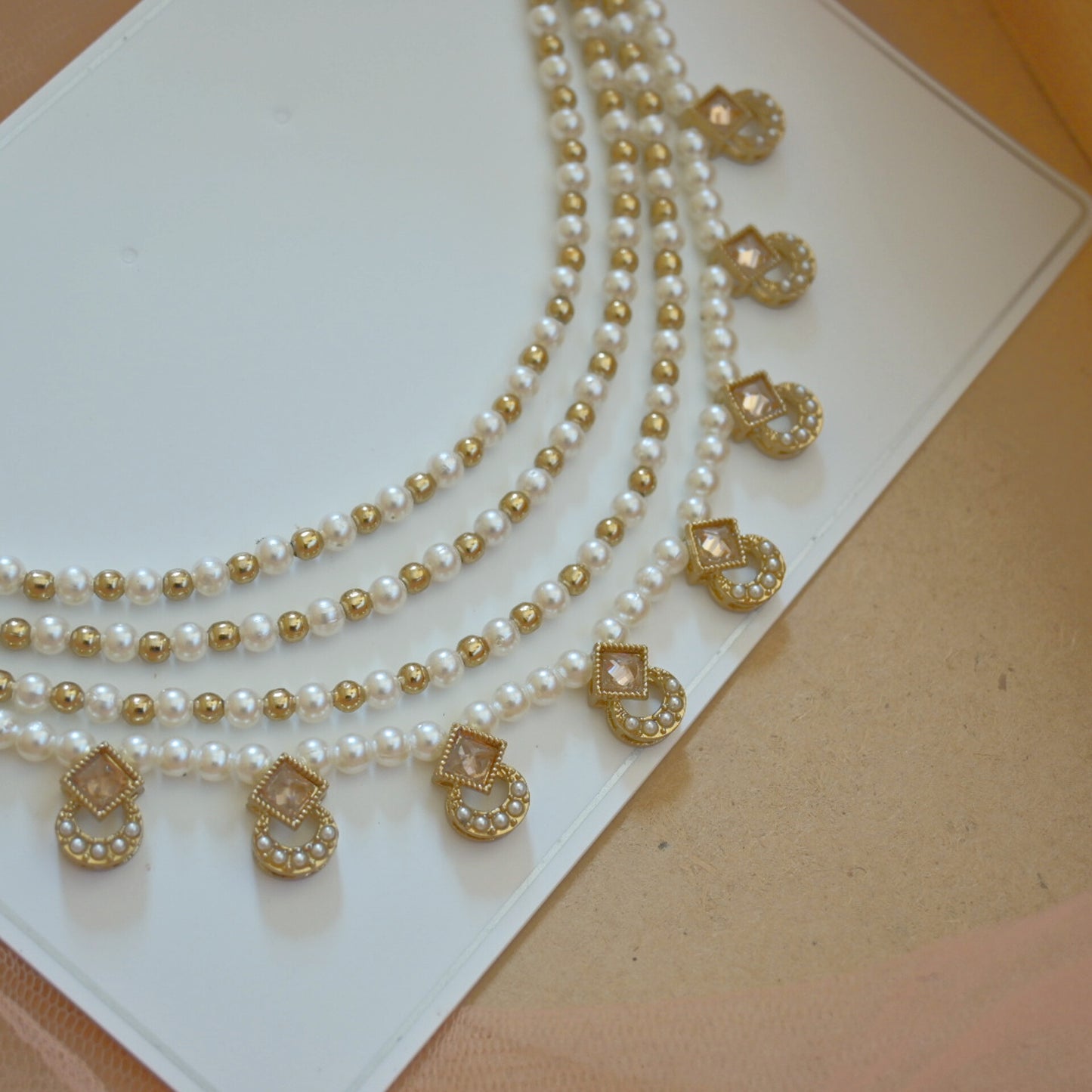 Antique Pearl Champagne Earchain