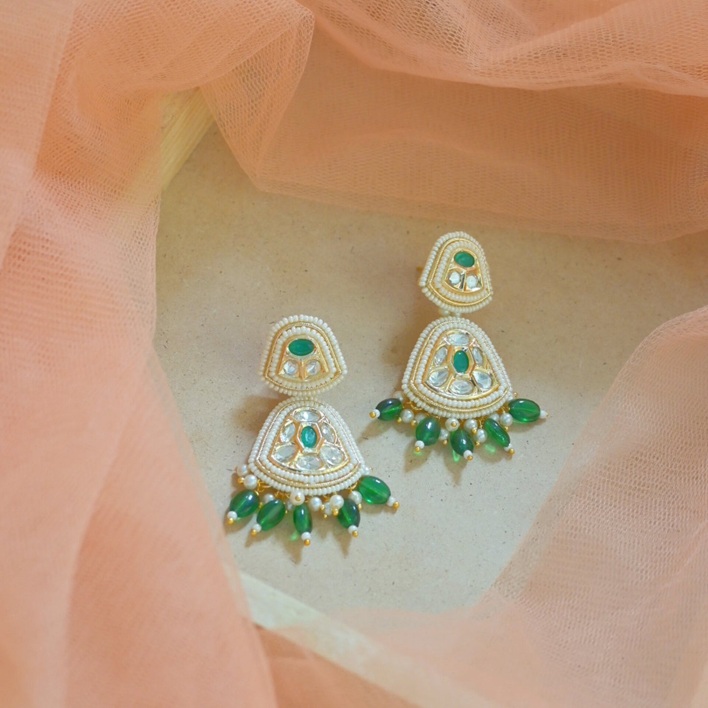 Trupti Polki Chaandbalis - Emerald