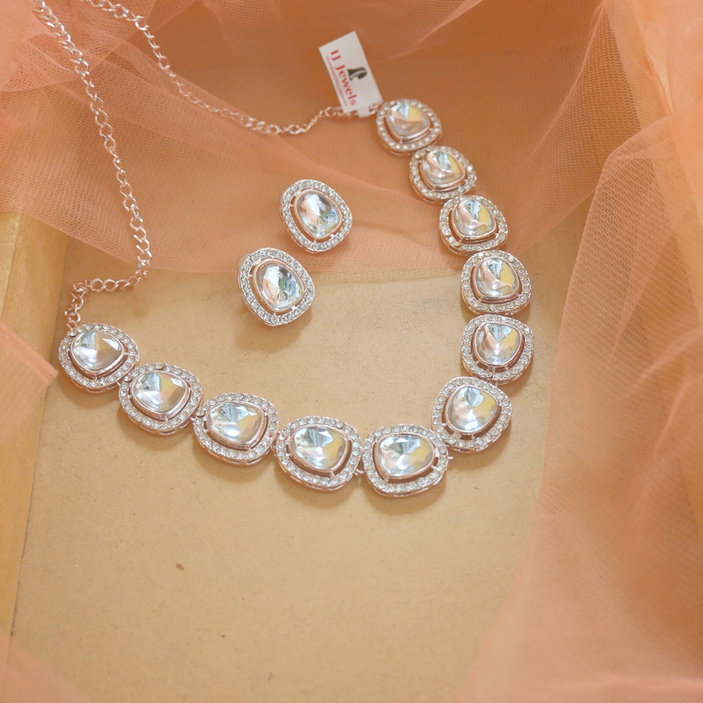 Rose Gold Sleek Polki Style Neckpiece