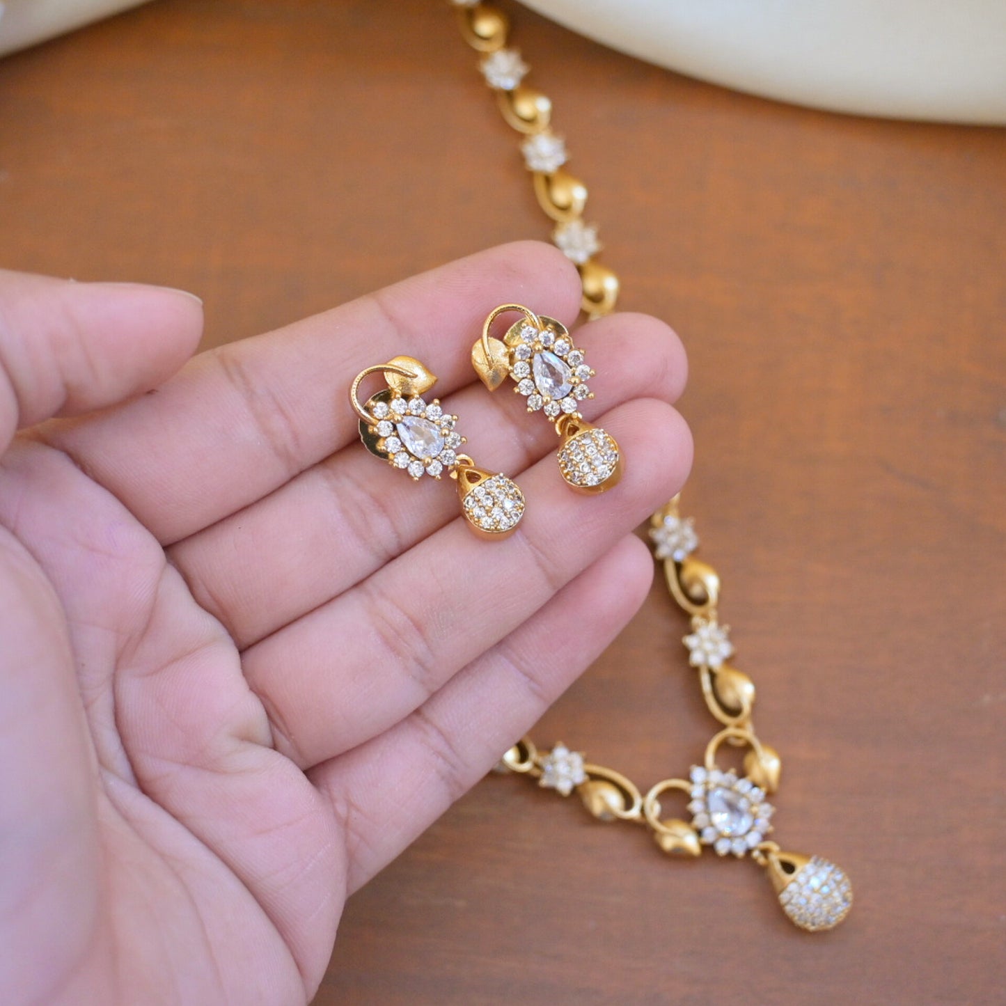 Manha Gold Plated AD Pendant Set