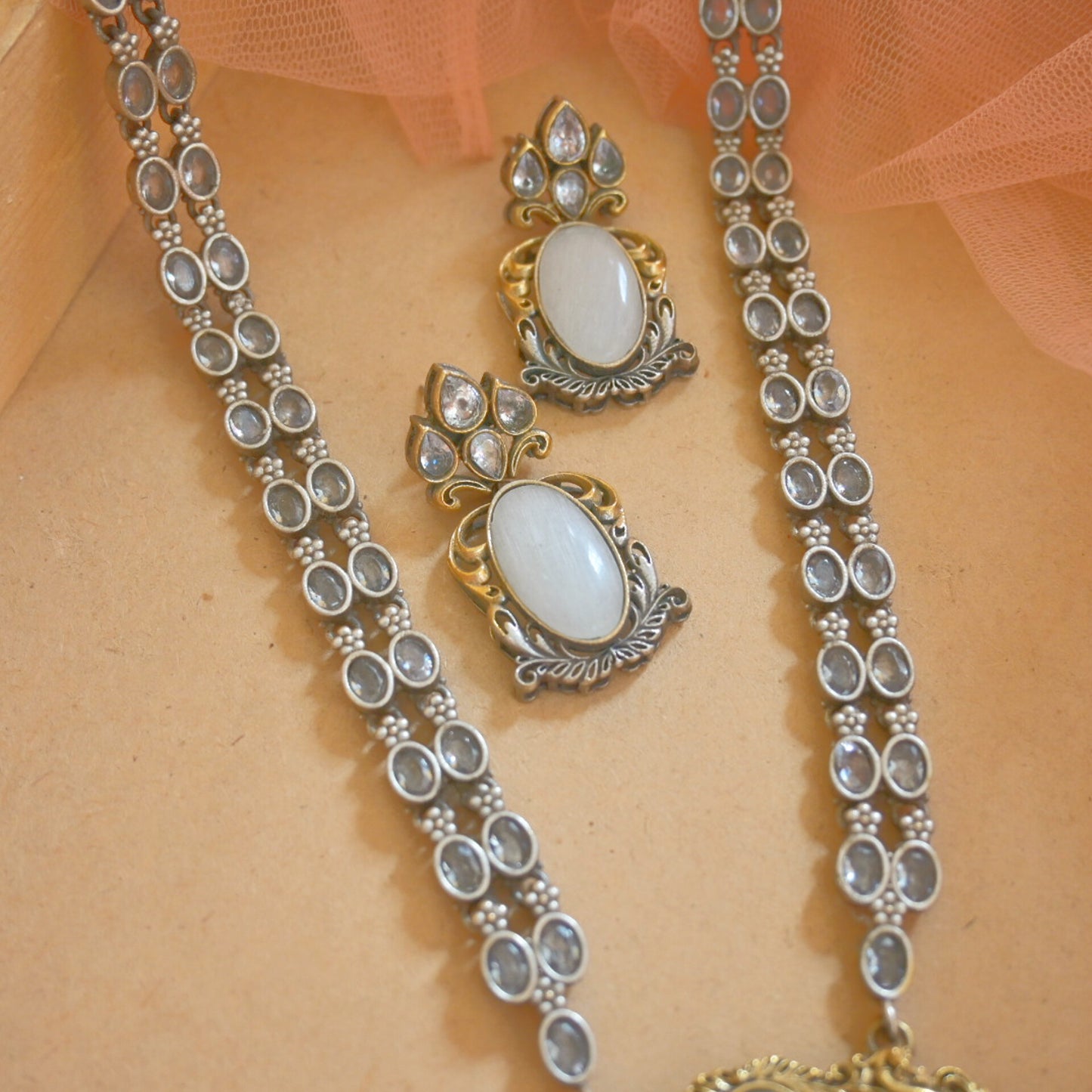 Monika GS Silver Mala Set - Ivory