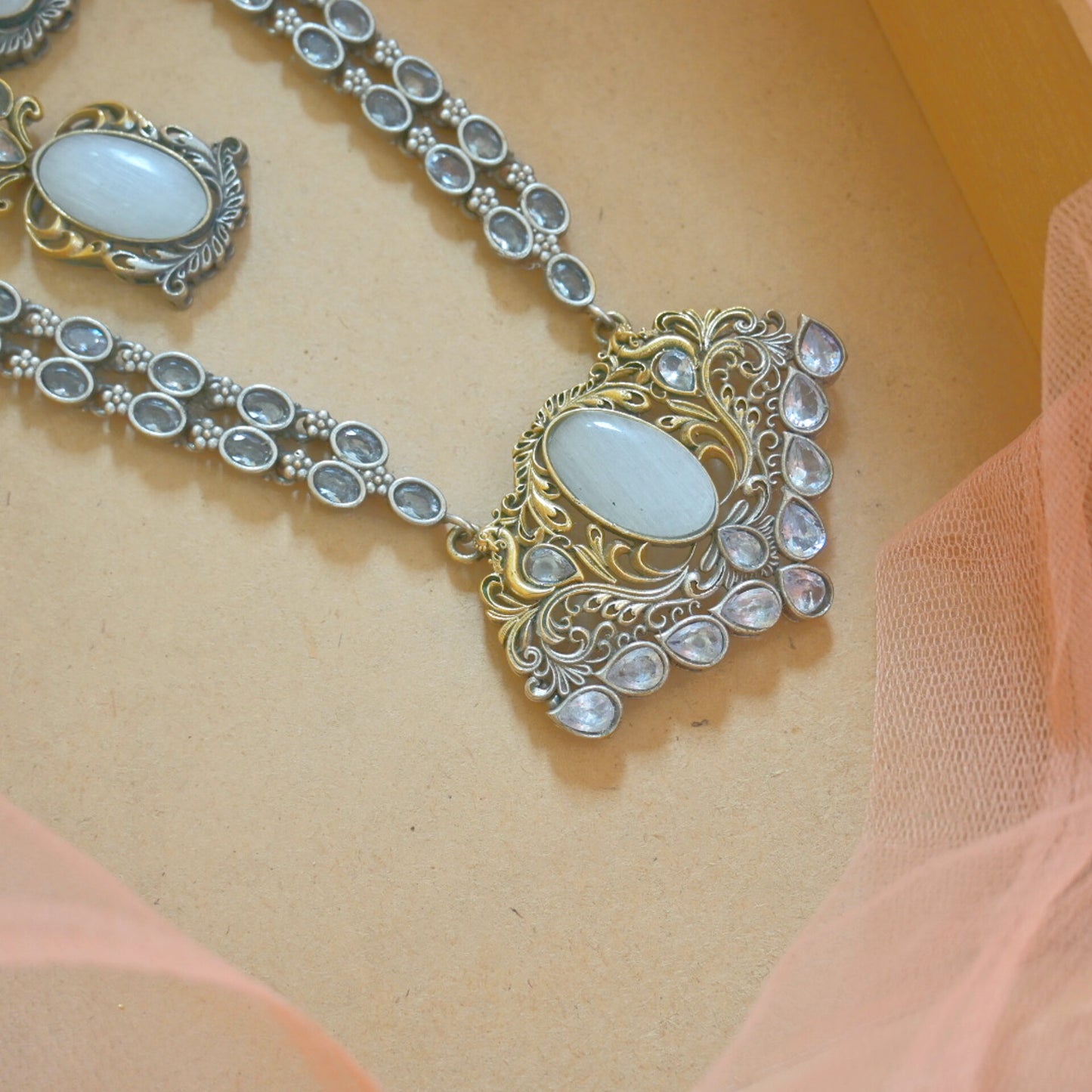 Monika GS Silver Mala Set - Ivory