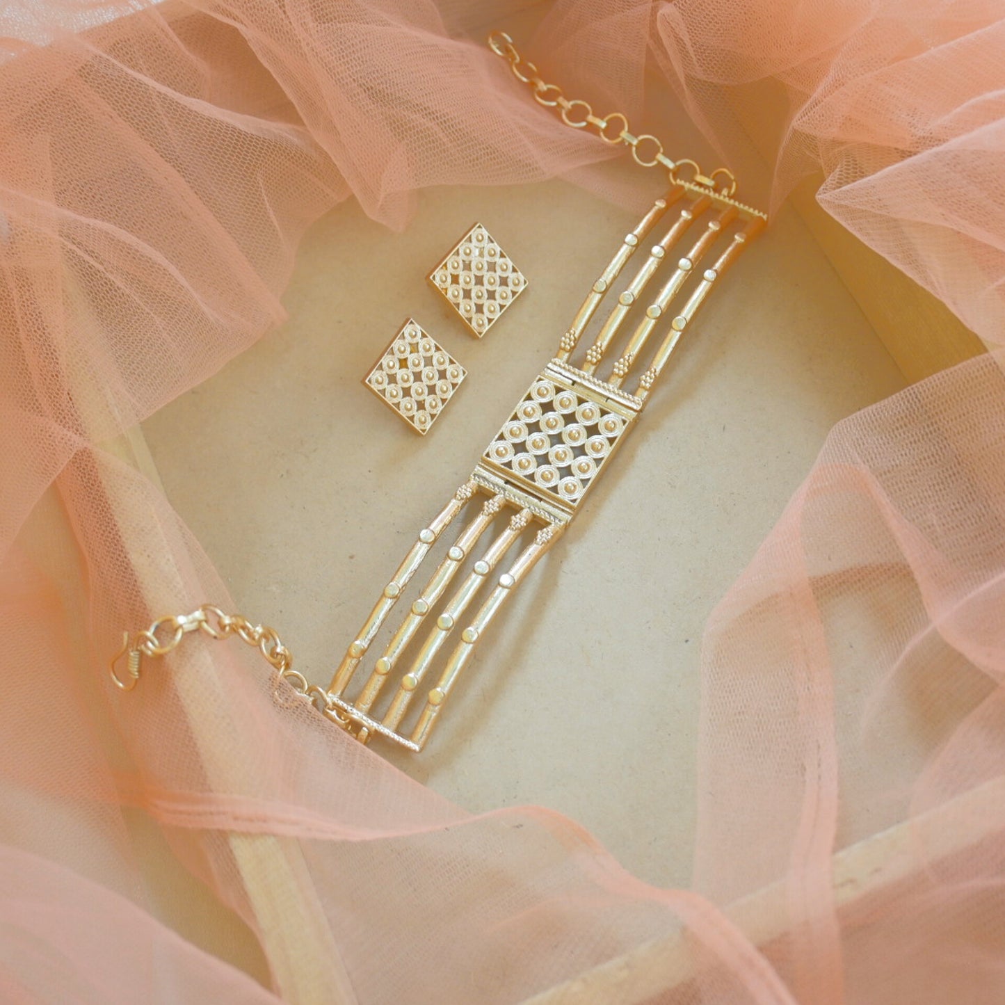 Avika Brass Golden Choker