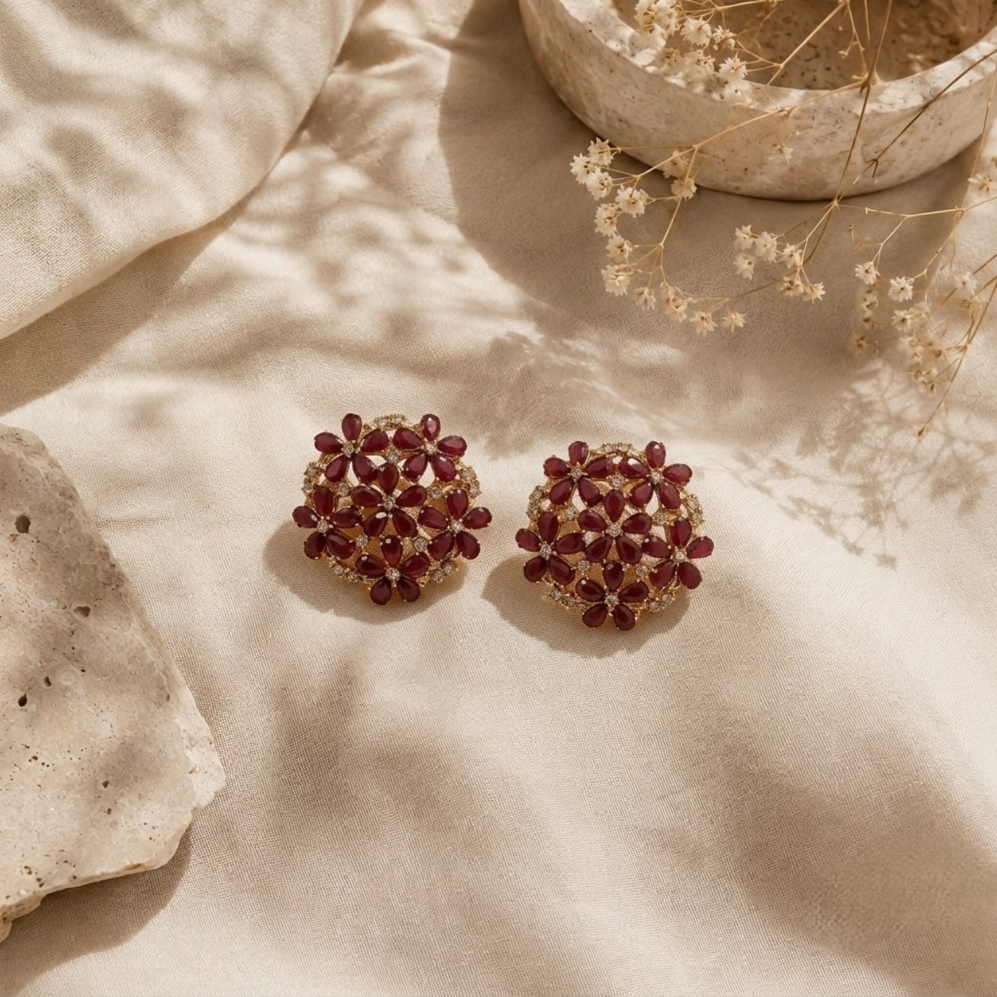 Stylish Studs - Maroon