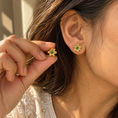 Everyday Wear Cute Floral Copper Studs