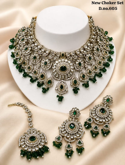 Leher Jewellery Set for Her - Emerald
