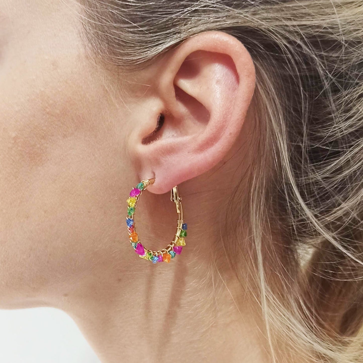Crystal Anti Tarnish Hoops