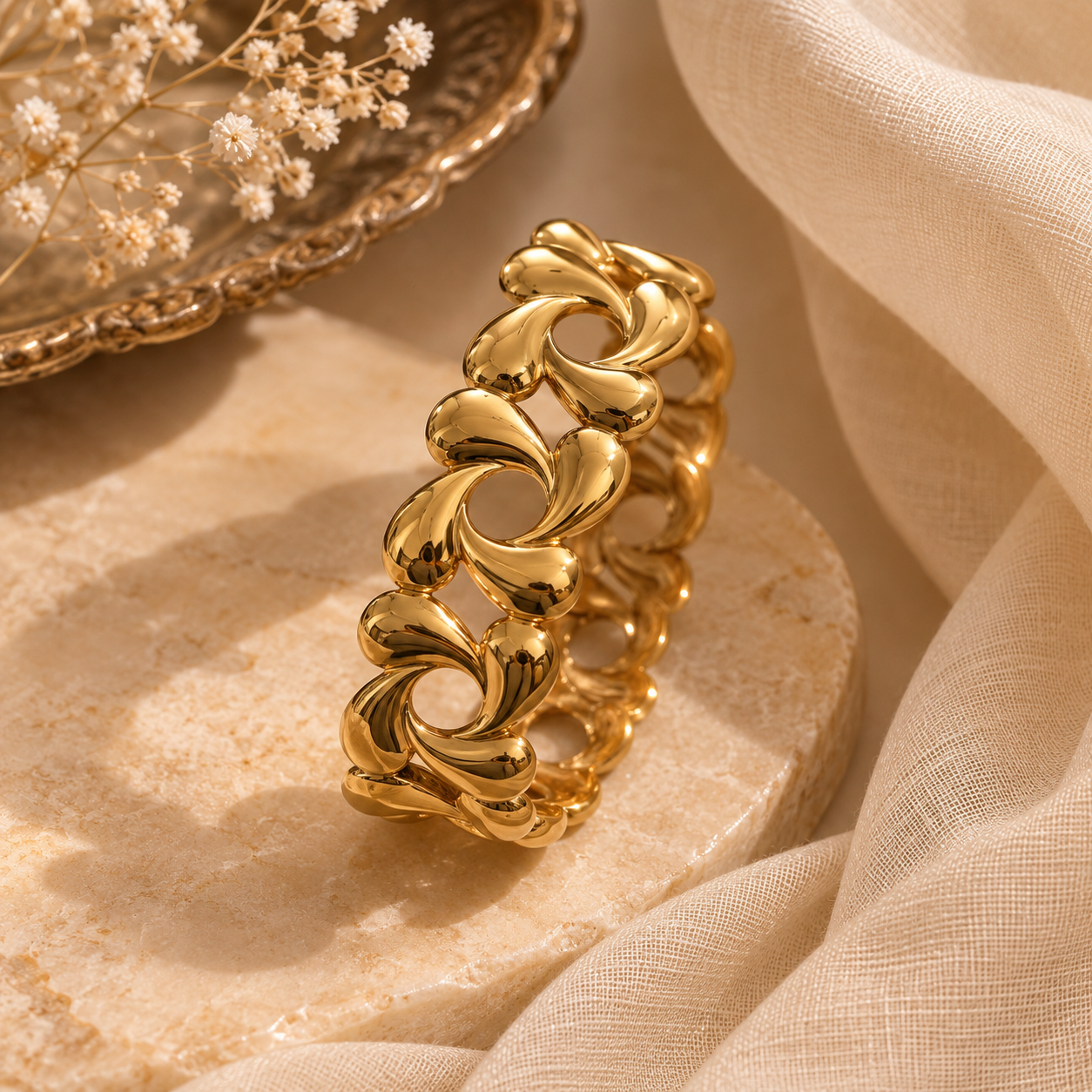 Chunky Gold Plated Cuff ( Anti Tarnish )