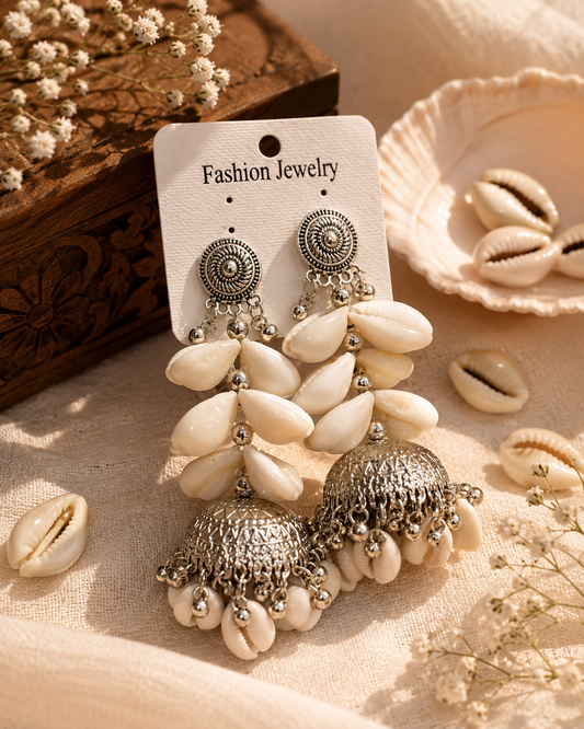 Inara Shell Jhumkas for Her