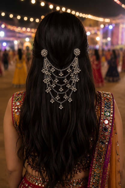 Silver Ghungaroo Hair Accessory