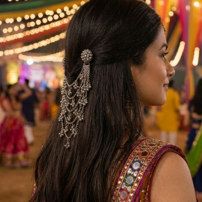 Silver Ghungaroo Hair Accessory