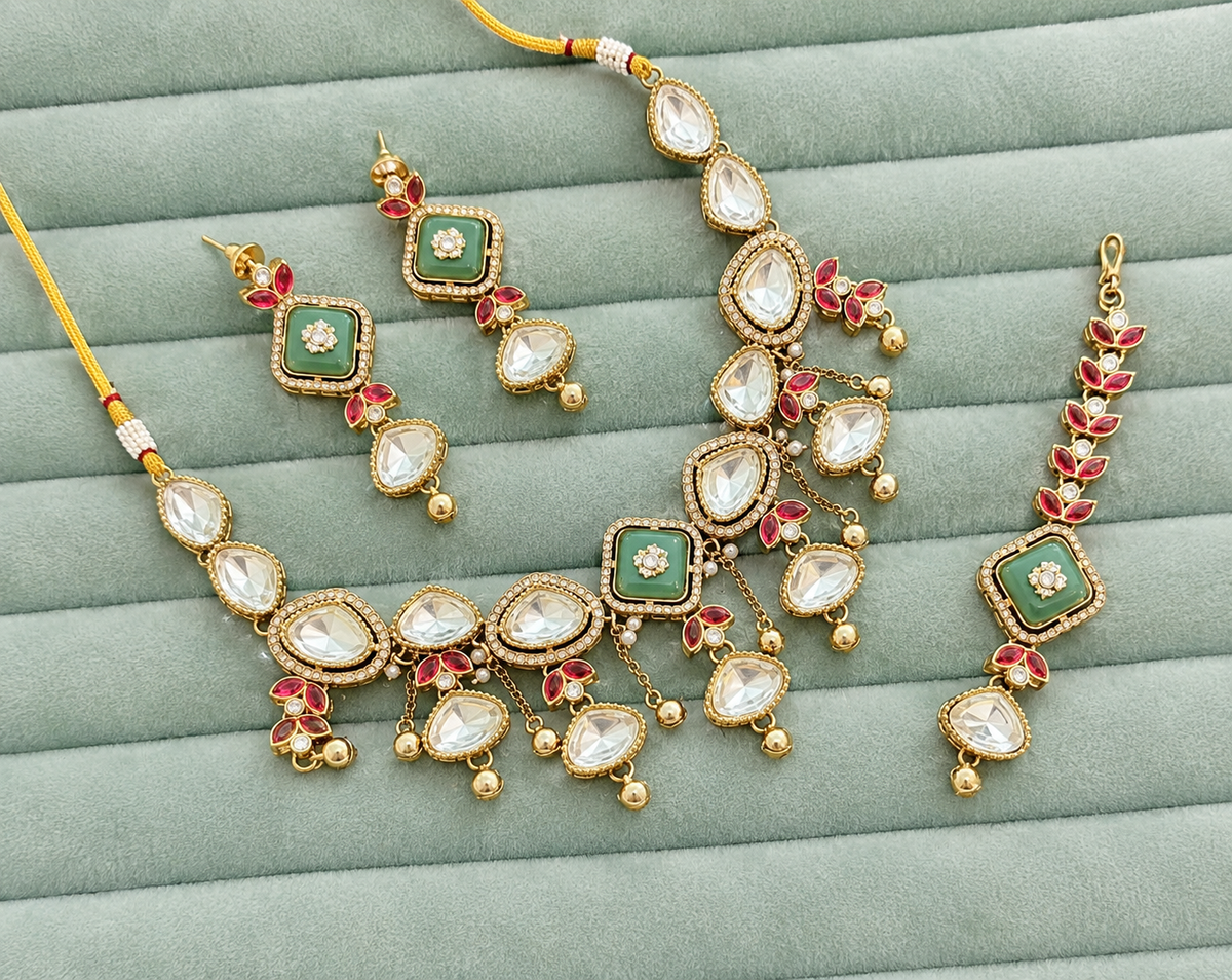Karishma Polki Style Heritage Jewellery Set for Her