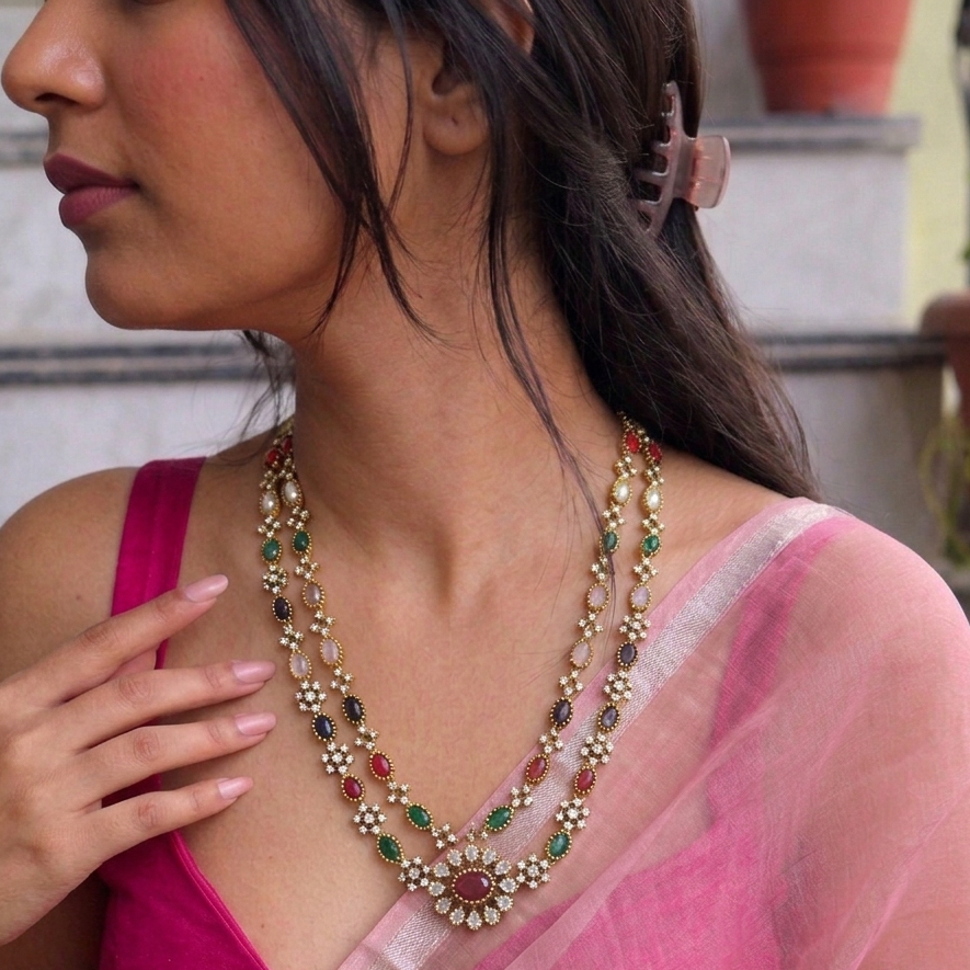 Janya Antique AD Short Mala Set
