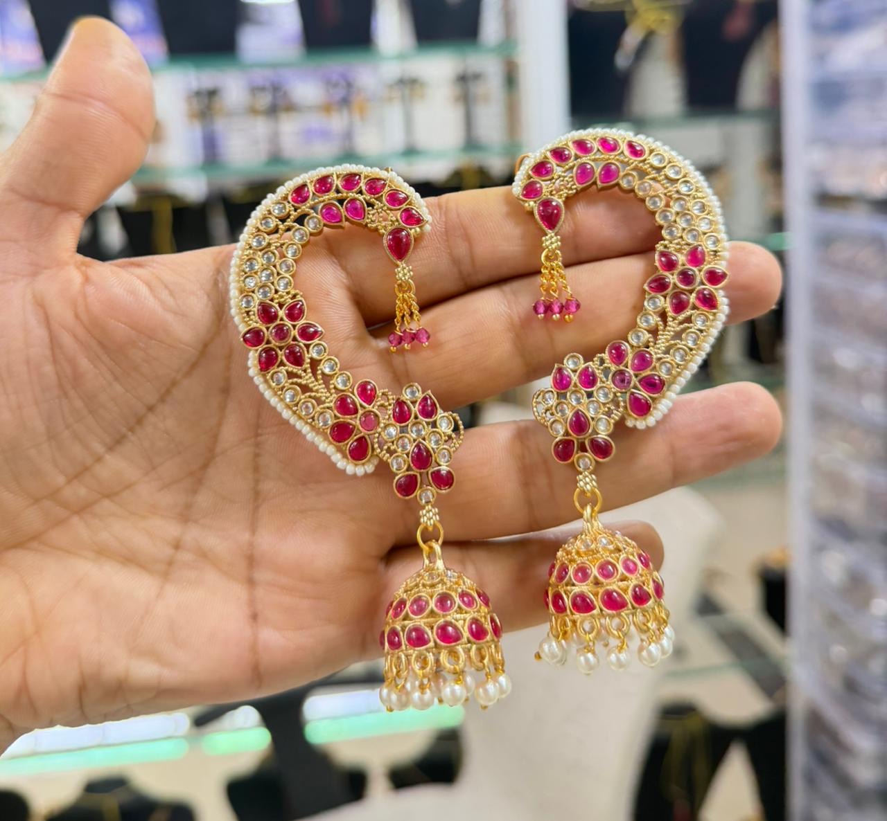 Ruby Earcuff Jhumkas