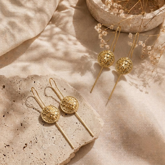 Lion Motif Brass Earcuffs