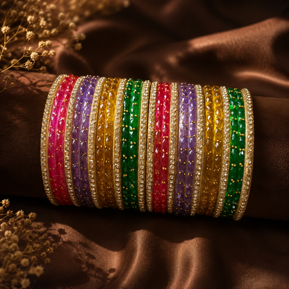 Raindrop Multi Color Bangle Set