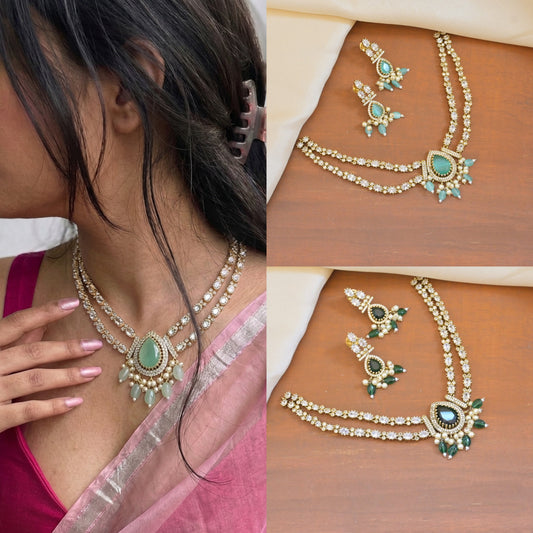 Inaaya Antique AD Jewellery Set