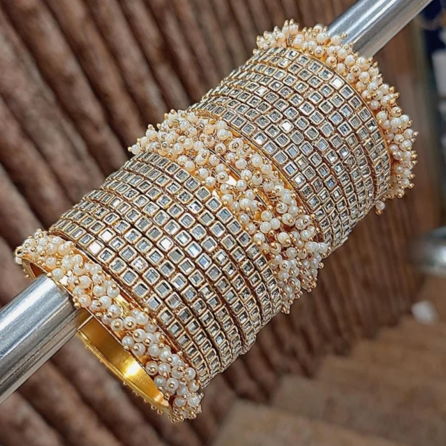 Kundan Moti Bangle Set